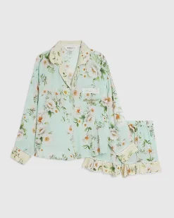 Green Floral Shirt and Shorts Pyjama Set