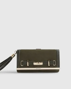 Green Front Lock Tassel Purse