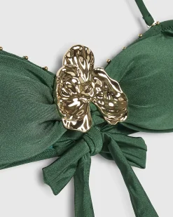 Green Gold Hardware Bandeau Bikini Top