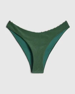 Green Gold Trim High leg Bikini Bottoms