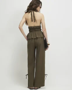 Green Halter Neck Top And Trousers Lounge Set