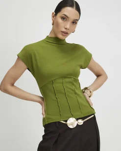 Green High Neck Corset Top