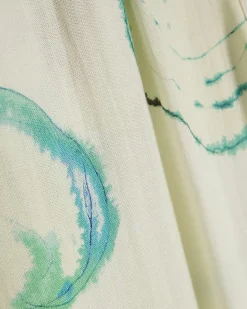 Green Linen Blend Printed Wide Leg Trousers