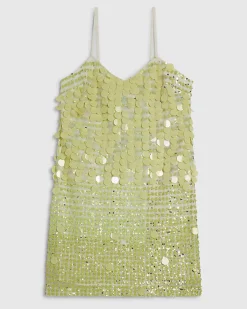 Green Mesh Sequin Mini Dress