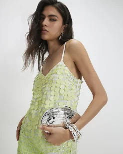 Green Mesh Sequin Mini Dress