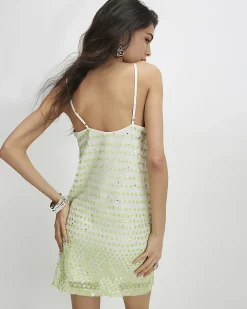 Green Mesh Sequin Mini Dress