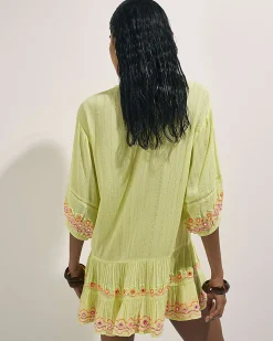 Green Mirror Embellished Mini Beach Dress