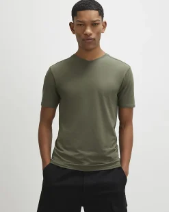 Green Muscle Fit Cotton V Neck T-Shirt