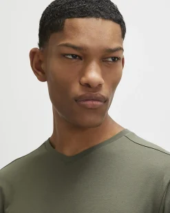 Green Muscle Fit Cotton V Neck T-Shirt