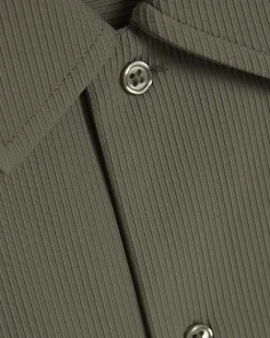 Green Muscle Fit Stretch Ribbed Shirt