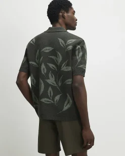 Green Open Collar Botanic Knit Jumper