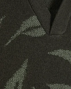 Green Open Collar Botanic Knit Jumper