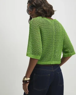Green Open Stitch Knit T-Shirt