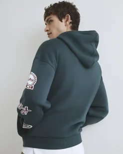 Green Oversized Fit Applique Hoodie