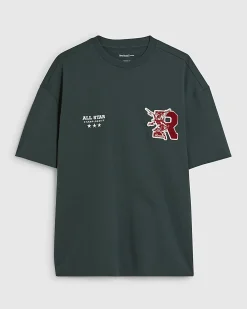 Green Oversized Fit Cotton R Badge T-Shirt