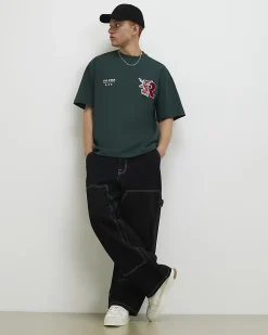 Green Oversized Fit Cotton R Badge T-Shirt