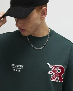 Green Oversized Fit Cotton R Badge T-Shirt
