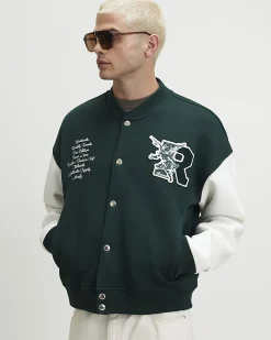 Green Oversized Fit Rennes Bomber Jacket