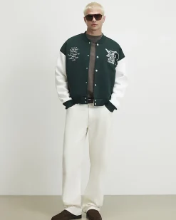 Green Oversized Fit Rennes Bomber Jacket