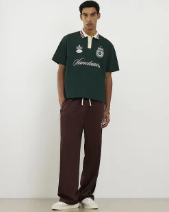 Green Oversized Fit Striped Rugby Shirt