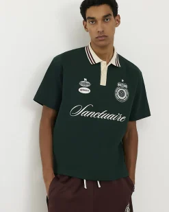 Green Oversized Fit Striped Rugby Shirt