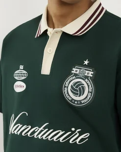 Green Oversized Fit Striped Rugby Shirt