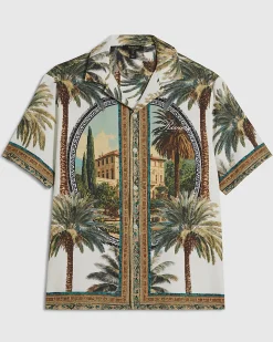 Green Palm Tree Print Shirt & Short Set