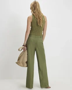 Green Pleat Detail Wide Leg Trousers