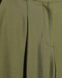 Green Pleat Detail Wide Leg Trousers