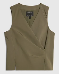 Green Pleat Front Sleeveless Top