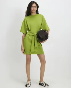 Green Premium Tie Front Mini Dress