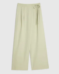 Green Premium Wrap Detail Wide Leg Trousers