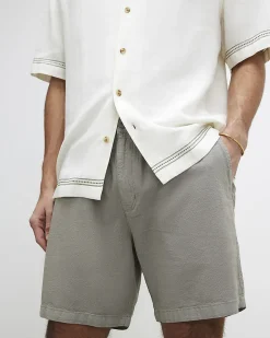 Green Regular Fit Linen Blend Shorts