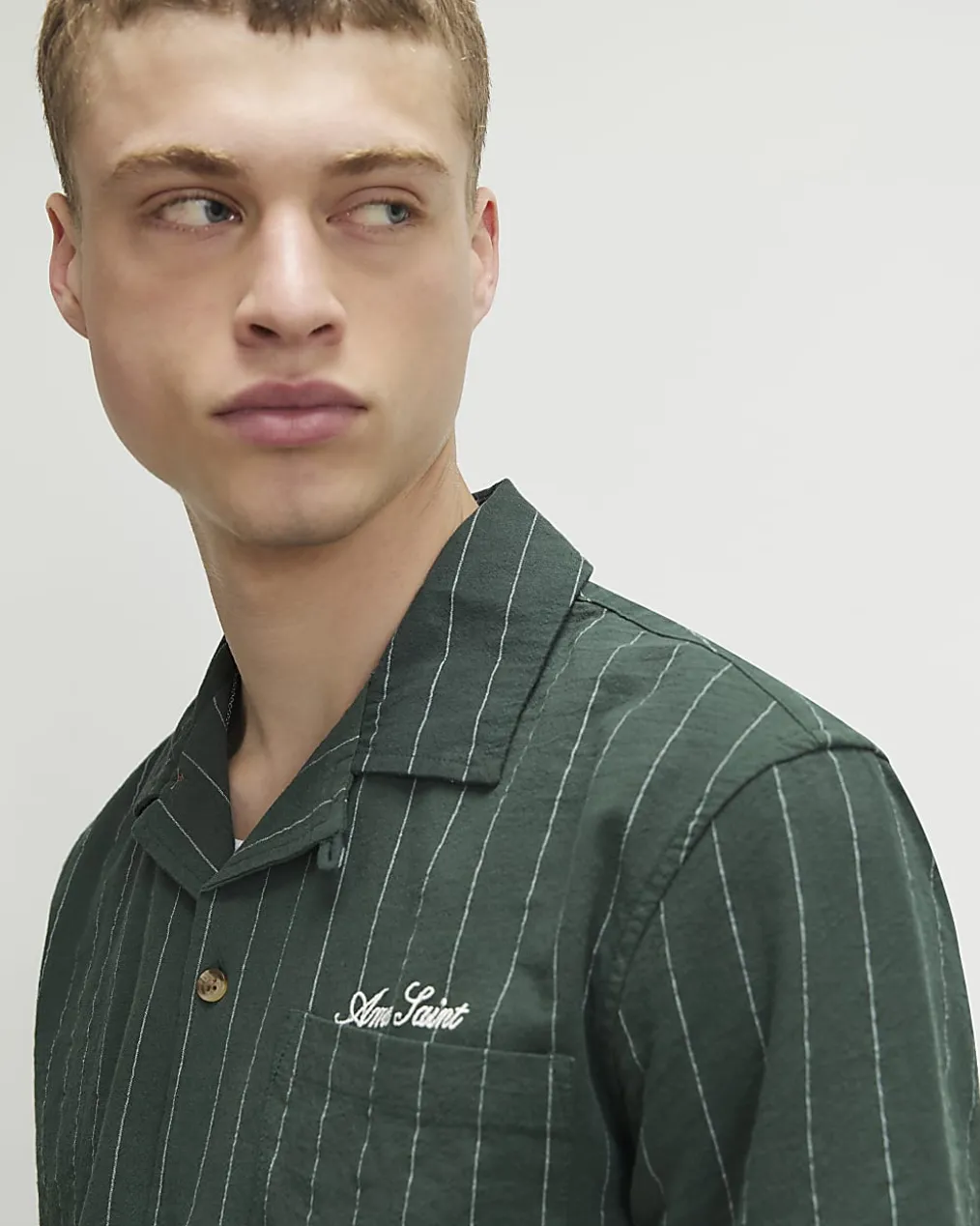 Green Regular Fit Stripe Shirt & Short Set