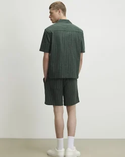 Green Regular Fit Stripe Shirt & Short Set
