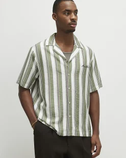 Green Regular Fit Striped Shirt