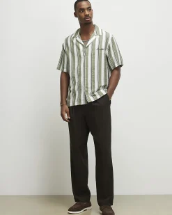 Green Regular Fit Striped Shirt