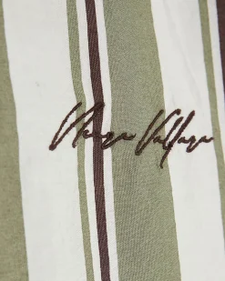 Green Regular Fit Striped Shirt