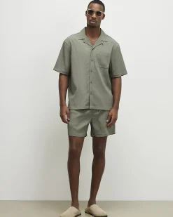 Green Regular Fit Textured Short Sleeve Shirt