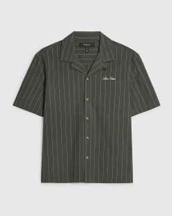 Green Regular Fit Textured Stripe Shirt
