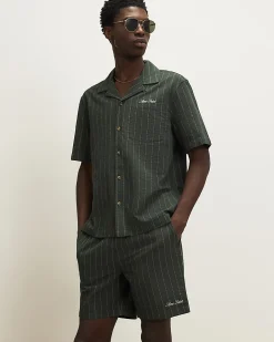 Green Regular Fit Textured Stripe Shirt