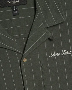 Green Regular Fit Textured Stripe Shirt