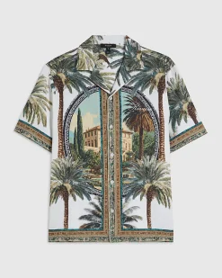Green Riviera Palm Tree Print Shirt