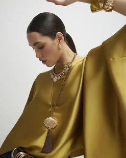 Green Satin Waterfall Cape