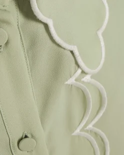 Green Scallop Mini Shirt Dress