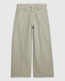 Green Seam Detail Cropped Jeans