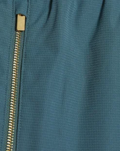 Green Short Length Piped Swim Shorts