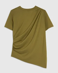 Green Short Sleeve Drape Tunic Top