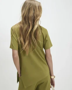 Green Short Sleeve Drape Tunic Top