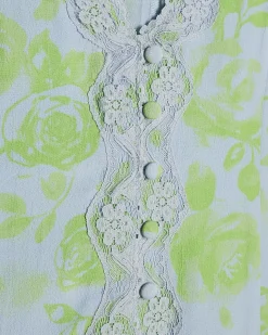 Green Short Sleeve Floral Print Mini Dress